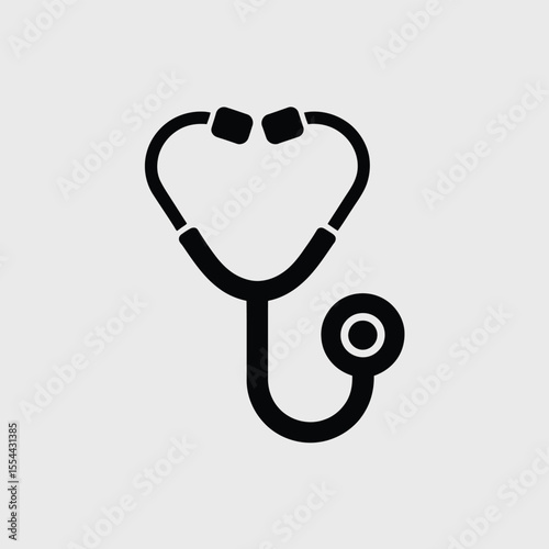Black Stethoscope Icon on Light Gray Background for Medical Use