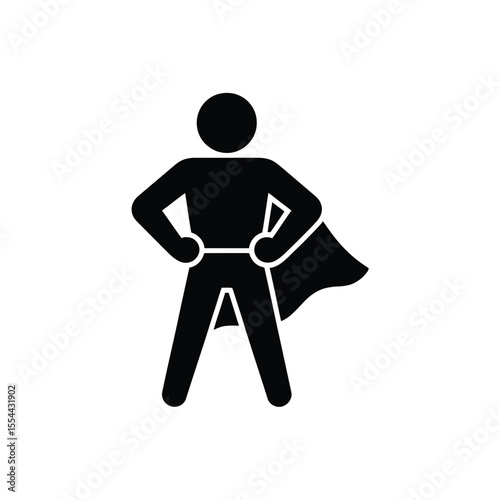 Superhero Icon Confident Figure with Cape Hands on Hips