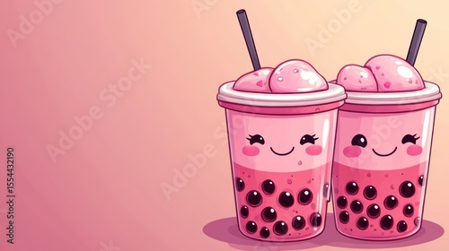Cute bubble tea drinks