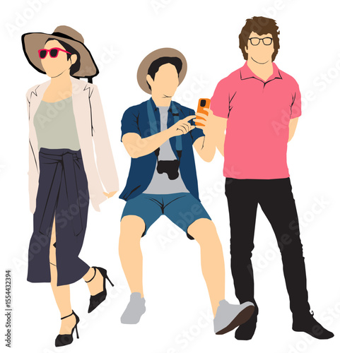 people in summer cloths full isolated