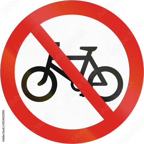 Regulatory road sign in Uganda - No entry for cycles