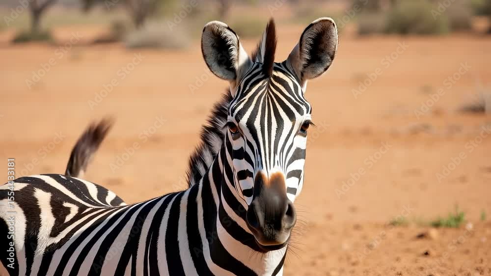 Majestic zebra in its natural African habitat shows its distinctive black and white stripes amid a vibrant savanna setting.