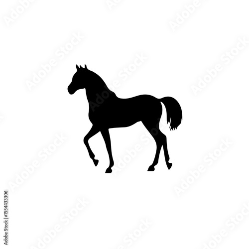 horse silhouette with leg walk isolated on white background