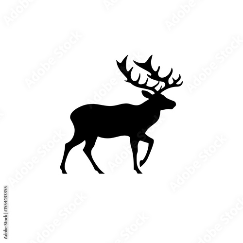 black reindeer silhouettes in minimal vector style