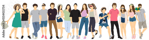 group of people in summer cloths full isolated