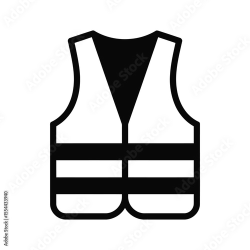 Black and white safety vest icon for construction or traffic control