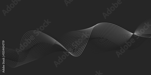 Abstract black background with whit line. Modern template abstract design flowing particles digital frequency track equalizer. abstract wave line for banner, wallpaper background with wave design