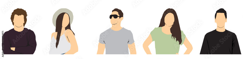 Fototapeta premium people in summer cloths half isolated collection