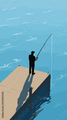 man fishing on the lake
