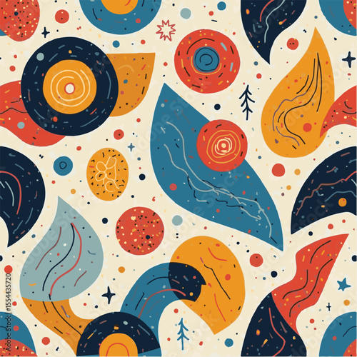 Retro Vibes: Colorful Memphis Geometric Pattern in Classic 80s-90s Style.