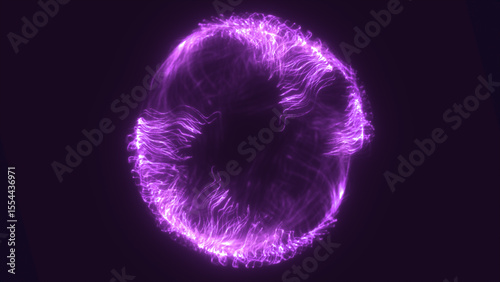 Vibrant glowing purple plasma ring with dynamic wavy trails on a deep violet background