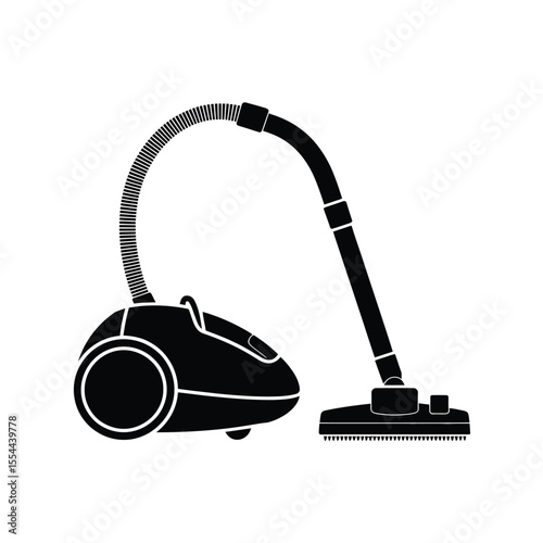 Black and White Vacuum Cleaner Illustration on a White Background