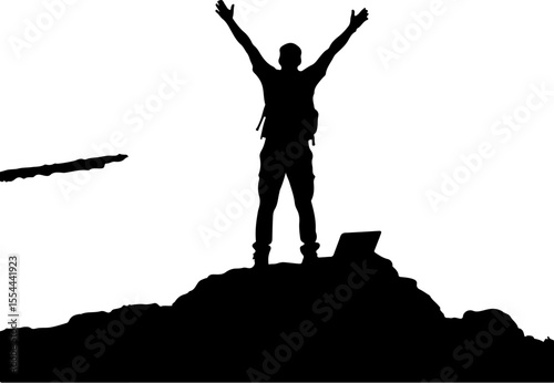 man on top of mountain