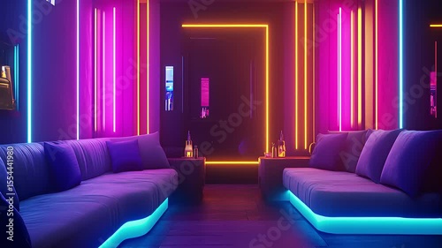 Exclusive VIP Lounge in Trendy Nightclub with Ambient Lighting and Luxury Vibes