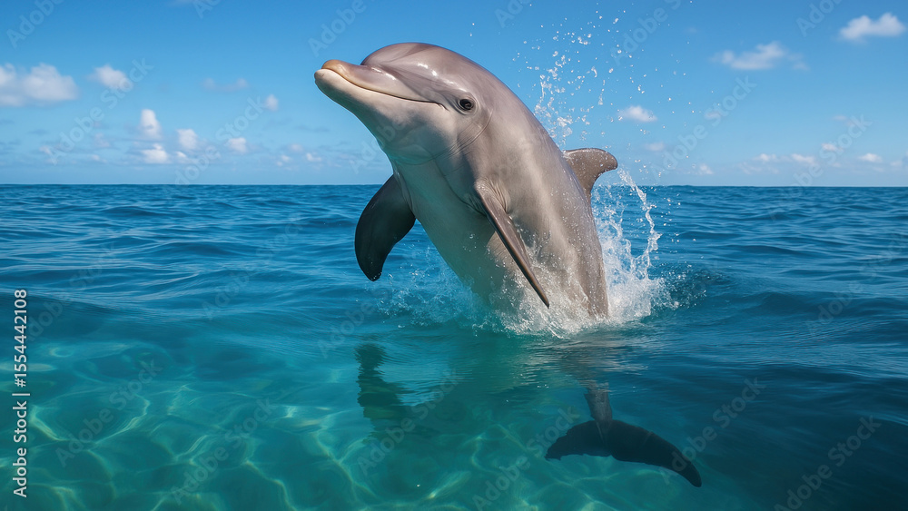 Naklejka premium Dolphin leaping in ocean waves