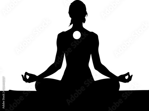 silhouette of a woman meditating