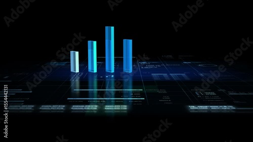A glowing infographic background with business graphs, perfect for presenting data in a sleek and modern visual style.