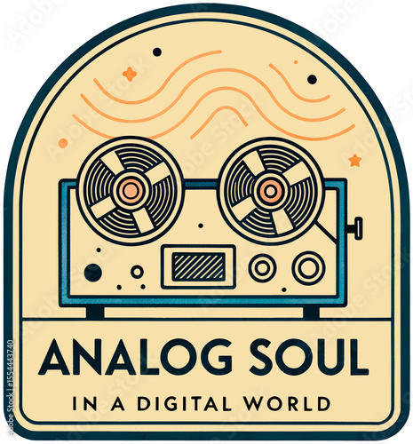 Analog Soul Digital World Reel To Reel Retro 70s. Shirt Print, Sticker.