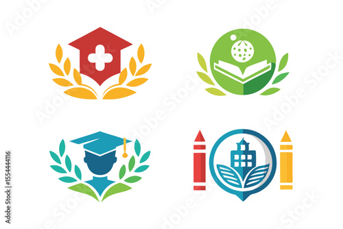Education Logos  School, Healthcare, and Learning Icons