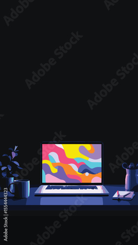 Laptop in Dark Room
