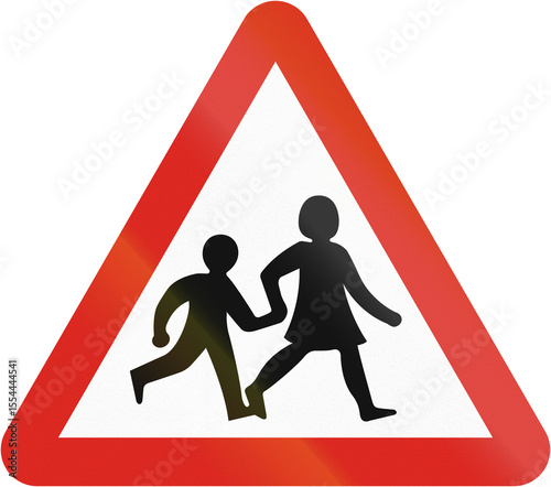 Warning road sign in Uganda - Children in the road ahead
