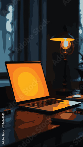 Laptop in Dark Room