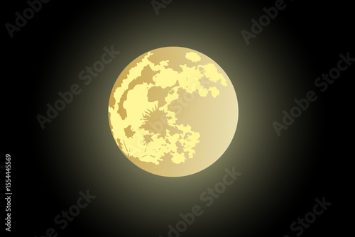Full Moon with glowing effect design concept of drawing isolated on black background - vector illustration