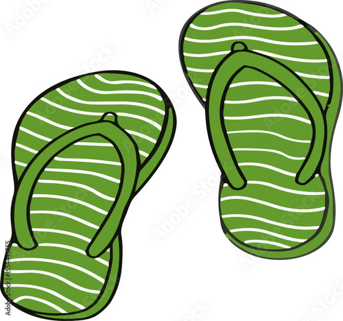 Hand-drawn Summer Beach Icon, Cartoon Flip Flops Slipper Illustration – Vacation, Sand, Ocean, and Fun Footwear