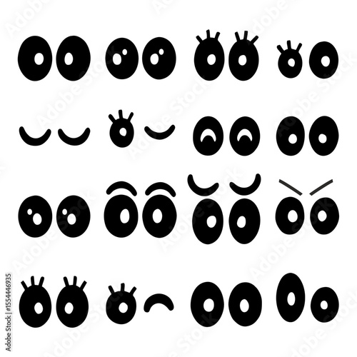Collection of cartoon eye illustrations showcasing various expressions and emotions.
