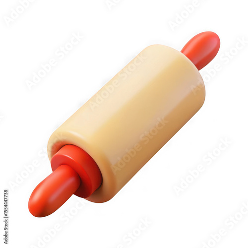 3d render of a realistic rolling pin isolated on transparent background