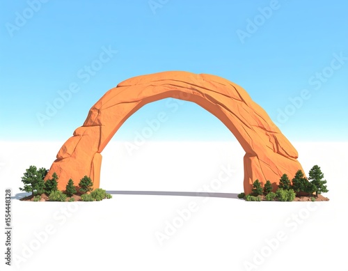 3D icon of a canyon arch with orange sandstone and open blue sky above, natural formation, isolated