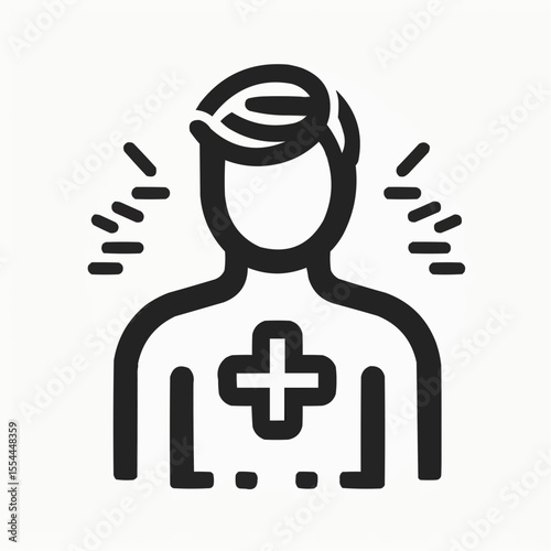 Minimalistic illustration of a superhero figure with a medical cross symbol, healthcare concept