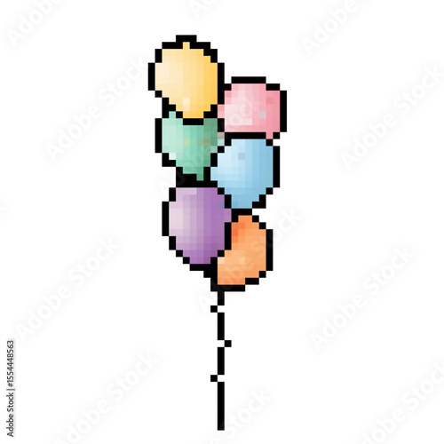 Colorful balloons tied together for celebration in a festive atmosphere during a joyful event