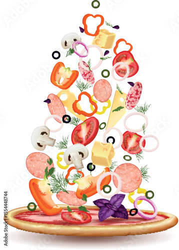 Pizza toppings pile composition