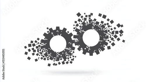 Dispersing Gears Innovation Technology Digital Data Abstract Graphic Vector






