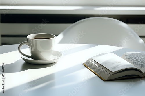 Morning Rituals: A Cup of Coffee and a Good Book in the Sunlight's Embrace.