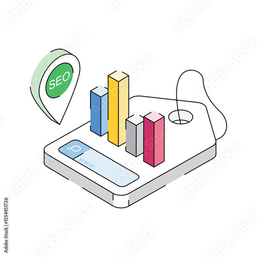 A trendy isometric icon of effective local seo services
