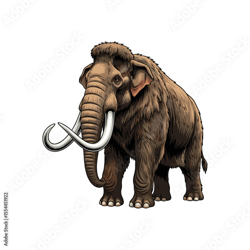 vector illustration of a mammoth on a white background