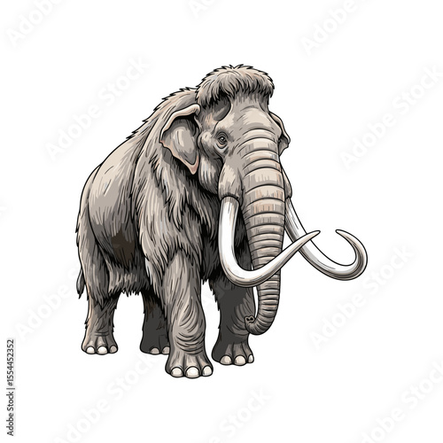 vector illustration of a mammoth on a white background