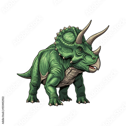 vector illustration of a triceratops dinosaur on a white background