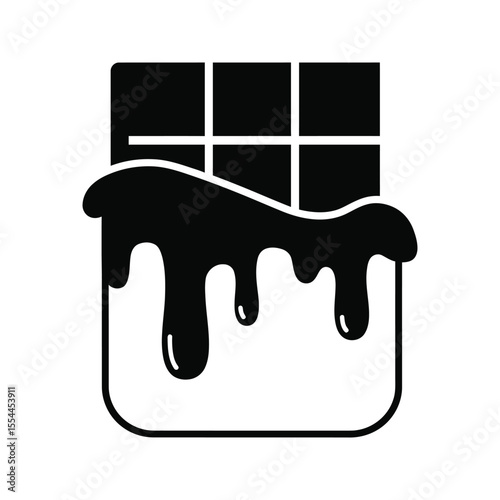 Melting Chocolate Bar Icon Sweet Treat Dessert Candy Cocoa Graphic