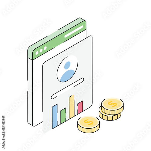An isometric style icon of a trading profile is ready