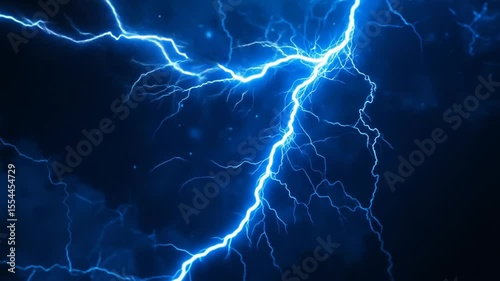 blue electricity crackling, with plasma effects and shining bolts, moving dynamically against a dark background. 4k video