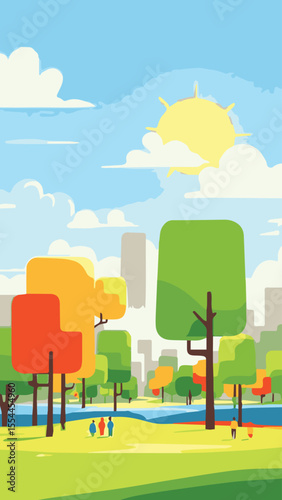 landscape with trees and clouds