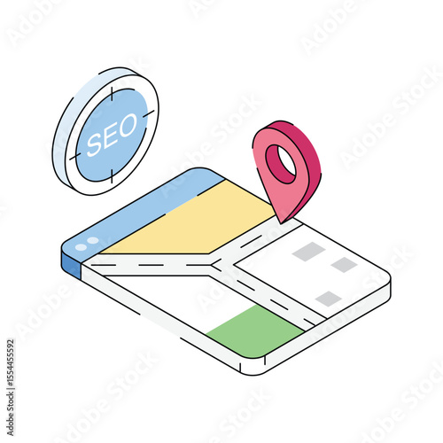A captivating isometric icon of precise seo location tracking