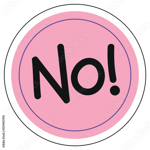 Bold 'No!' Sticker in Pink Circle