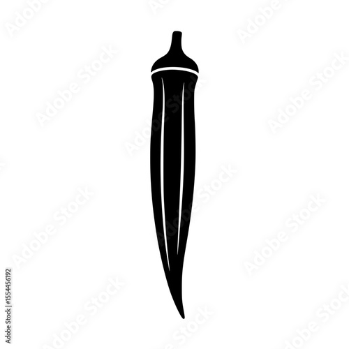 Black silhouette illustration of a single okra vegetable