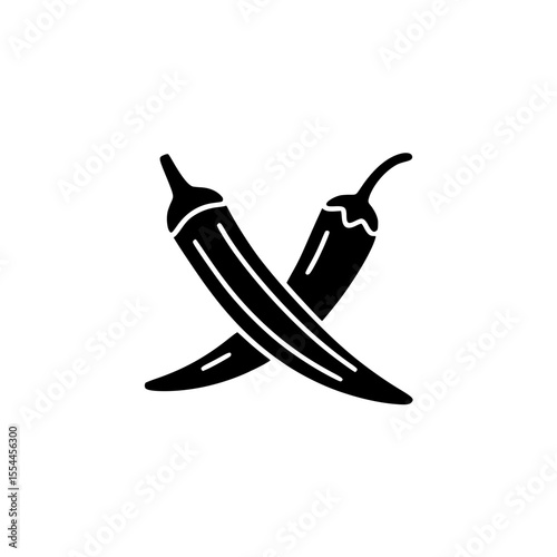 Crossed okra pod and chili pepper silhouette icon