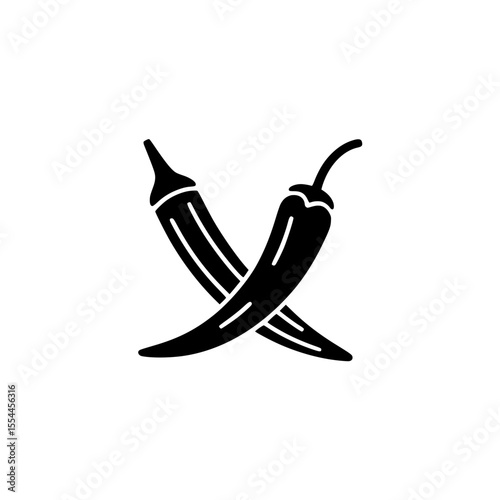 Crossed okra pod and chili pepper silhouette icon