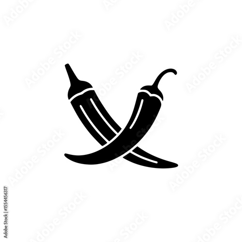 Crossed okra pod and chili pepper silhouette icon